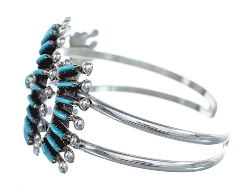 Sterling Silver Turquoise Needlepoint Navajo Jewelry Cuff Bracelet AX124820